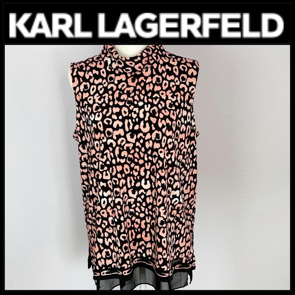 Karl Lagerfeld Tops - Karl Lagerfeld Peach & Black Sleeveless Top